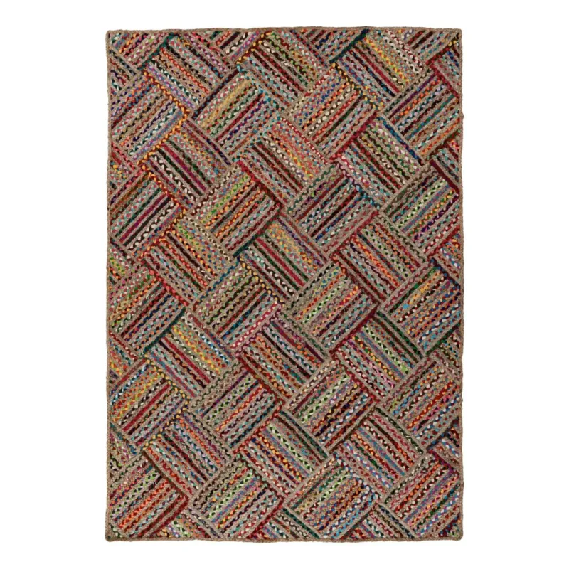 Teppich – Gewebtes Muster, Handgeknüpfte Verarbeitung, Mehrfarbiger Look - Tulum 355 | Kayoom