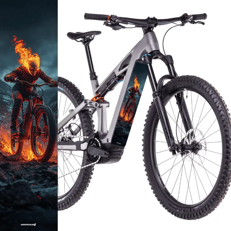 Sons of Battery® - E-MTB Brand & Community Folien & Sticker 48 cm x 12 cm Geister Biker - Akku Abdeckung Cover Sticker Universal / Schutzfolie / für alle E-Bikes, Cube co. E-Bike-Community