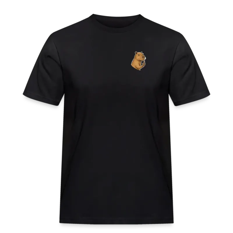 Spreadconnect Männer Workwear T-Shirt Schwarz / S Freches Capybara - Männer Workwear T-Shirt E-Bike-Community