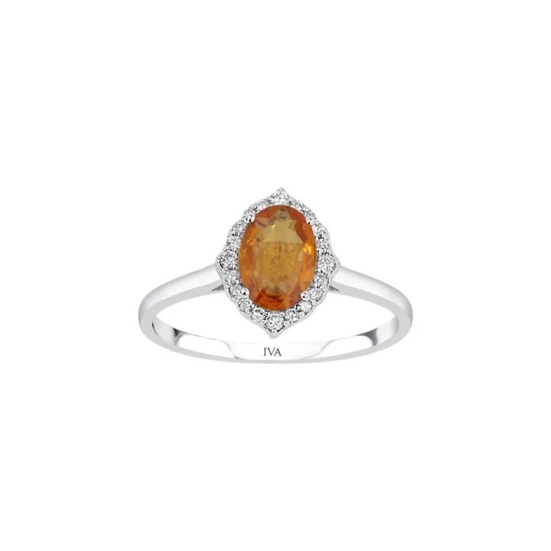 Weissgold Diamantring mit Saphir 0.73 ct in 585 oder 750 Gold