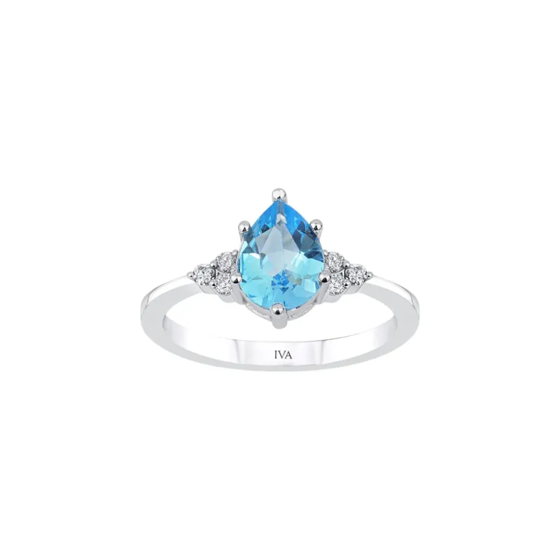 Weissgold Diamantring mit Topas 1.22 ct in 585 oder 750 Gold