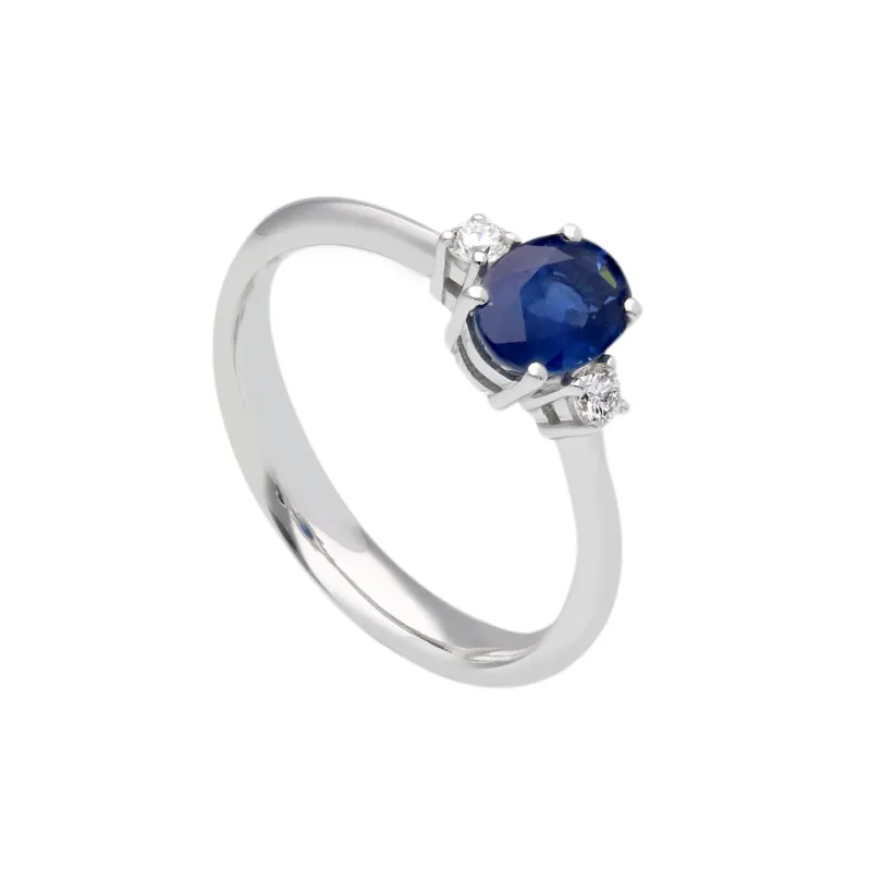 Weissgold-Ring aus 18 Karat mit Diamanten und Saphir - 270015ZB