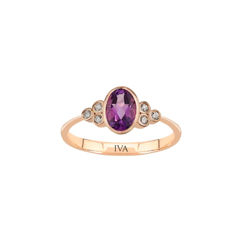 Roségold Diamantring mit Amethyst 0.61 ct – YZ0002486
