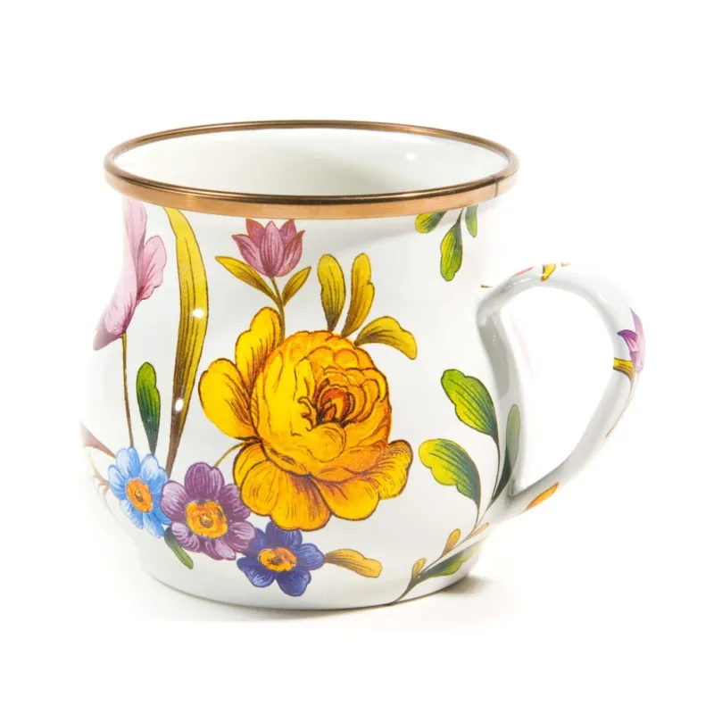 White Flower Market Mug by Mackenzie-Childs - |VESIMI Design| Luxury and Rustic bathrooms online