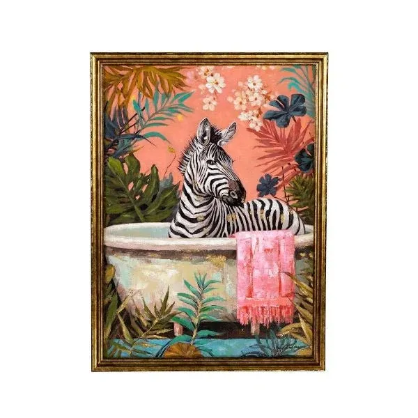 Zebra in Tub Painting, Wild Life Collection - |VESIMI Design| Luxury Bathrooms and Home Decor